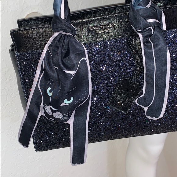 Black Cat Twilly Bandeau Hair Neck Purse Tie - Picture 2 of 6